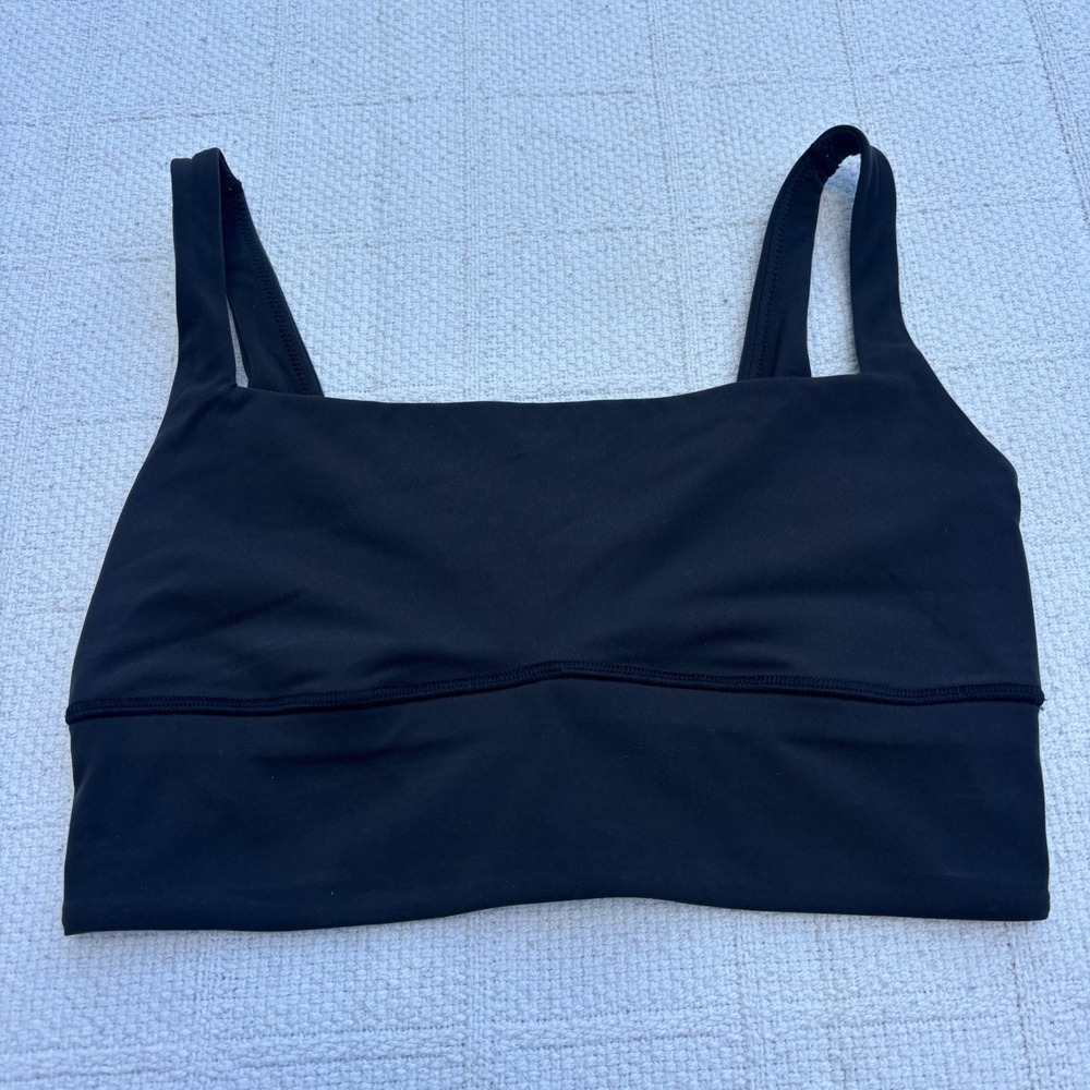 Women's Small SKIMS Black Long Line Square Neck Sports Bra